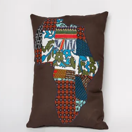 Pure leather African map throw pillow