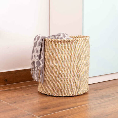 Authentic African Woven Clothes Basket: Stylish Storage Solution