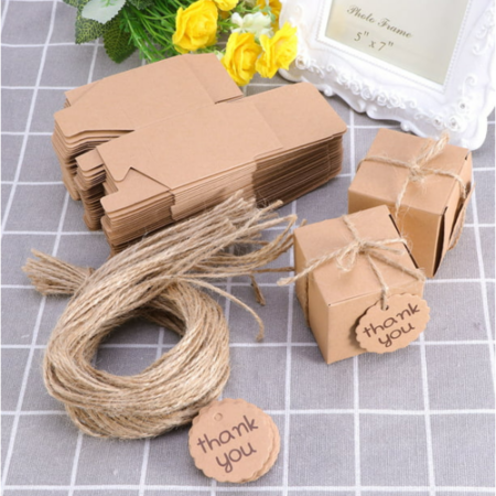 Elegant 200-Piece Product Packaging Box Set with Bow Rope and Side Sticker