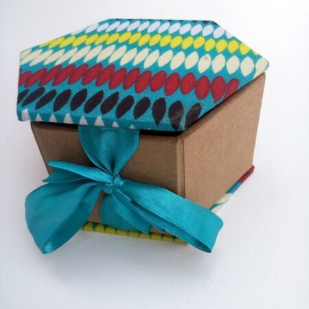 pen Lid Ankara Hexagonal Gift Box with Ribbon