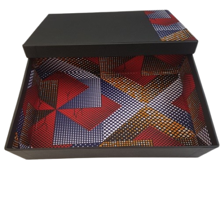 Simple African Gift Box with Ankara Lining & Striped Cover